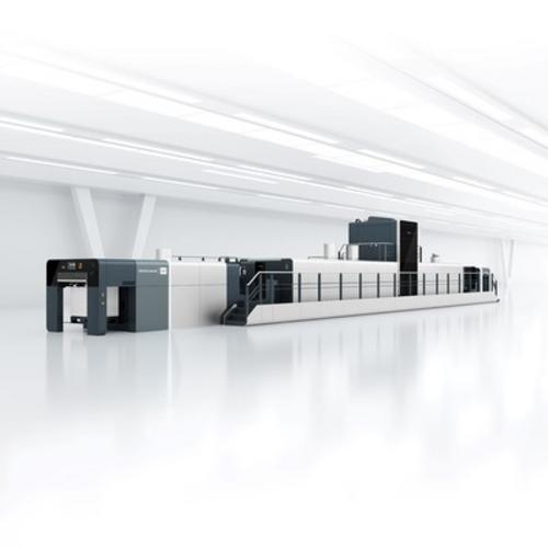 Perspective shot of the VariJET 106 digital sheetfed printing machine from Koenig & Bauer Durst